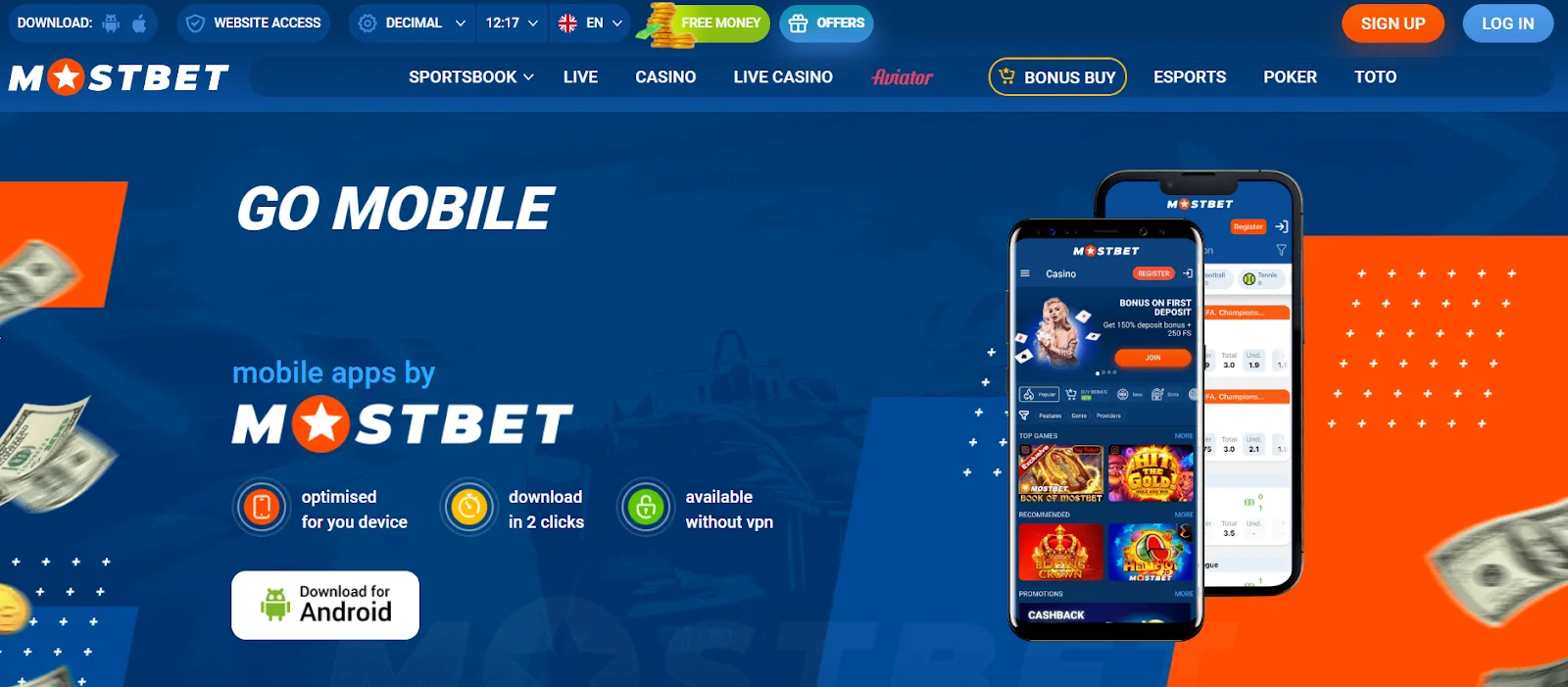 MostBet букмекерлік веб-сайтындағы Android қолданбасы